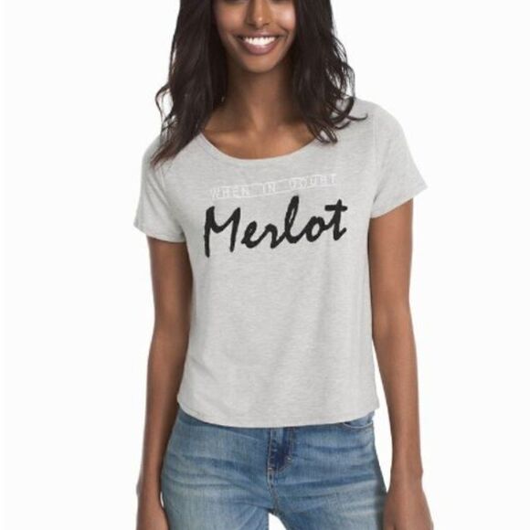 WHITE HOUSE BLACK MARKET MERLOT TEE SHIRT SIZE XS - Picture 1 of 3